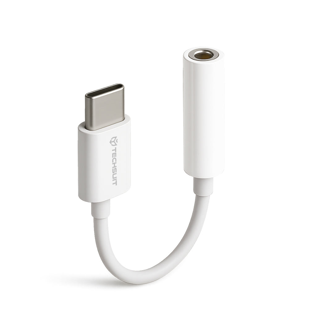 USB-C to 3.5mm Audio Adapter Techsuit AC18 MusicBox, White, Set of 2 Pieces