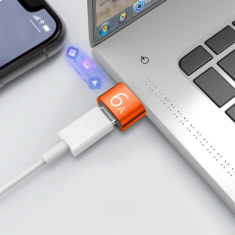 USB-C to USB-A Data and Charging Adapter Techsuit A4 HyperPort, Black Orange