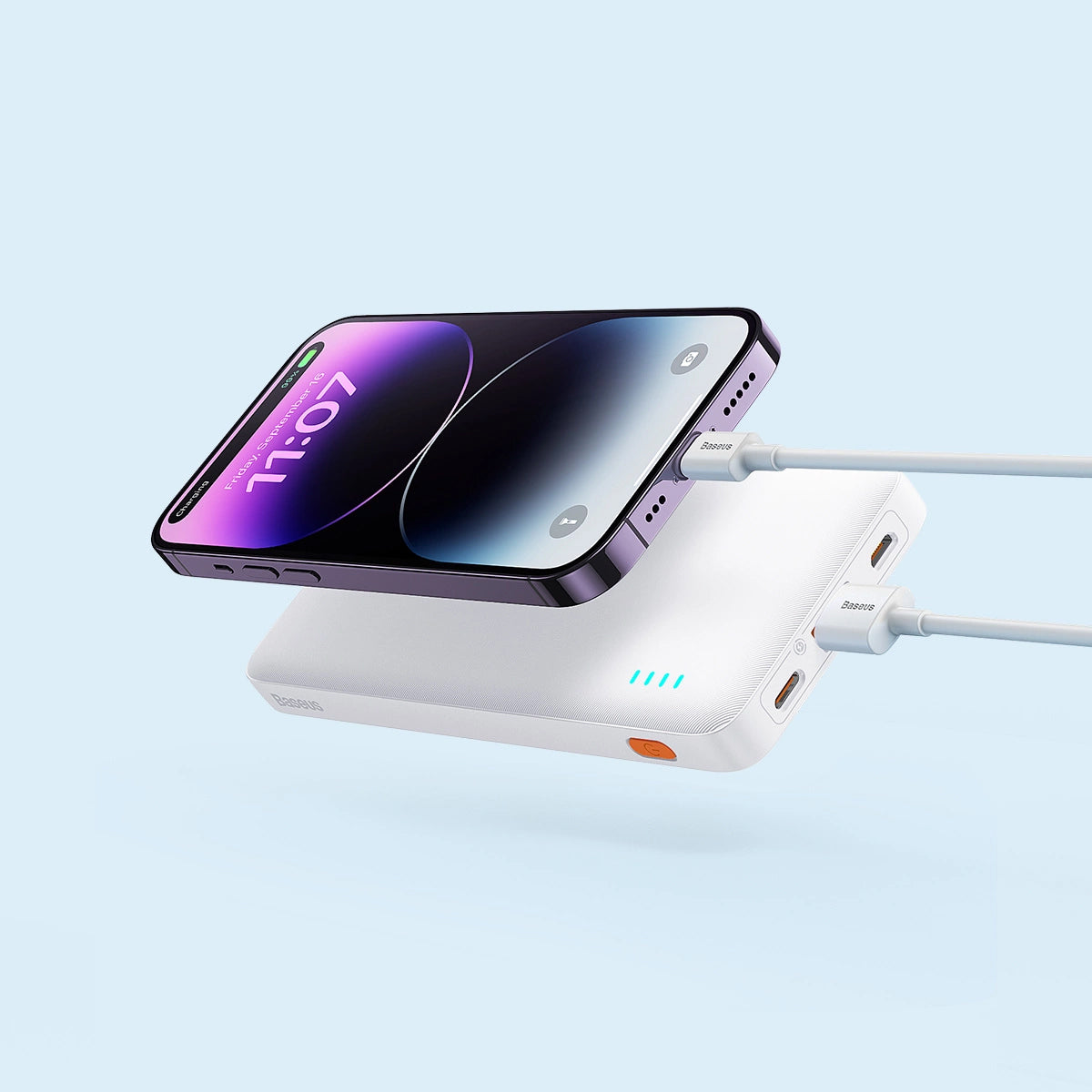 External Battery Baseus Airpow, 10000mAh, 20W, QC + PD, 1 x USB-A - 1 x USB-C, White