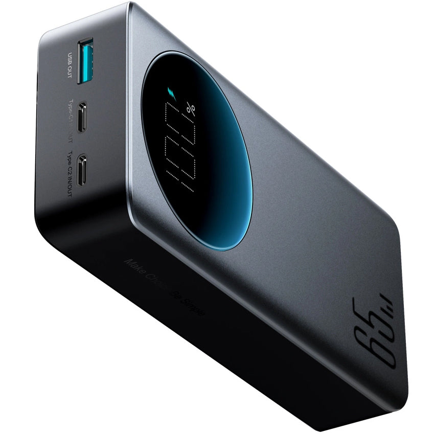 Joyroom JR-PBF05 External Battery, 30000mAh, 65W, QC + PD, 1 x USB-A - 2 x USB-C, Black