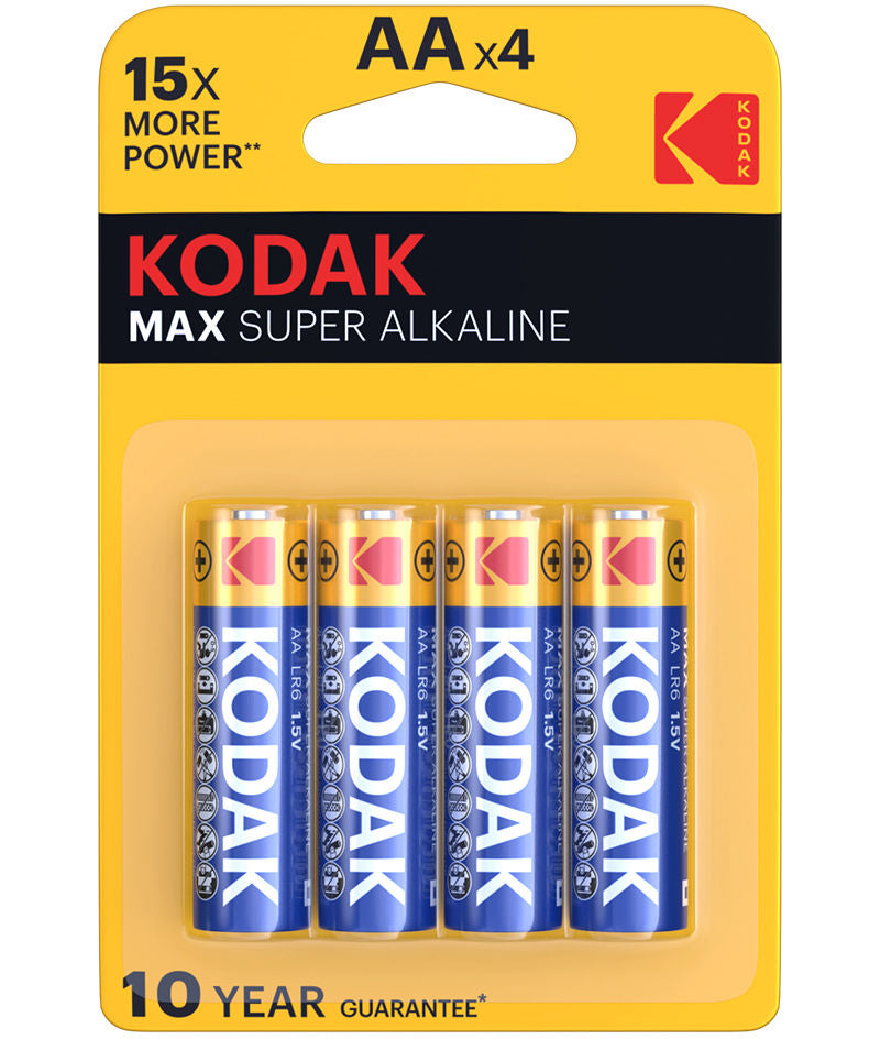 Kodak Max Super Alkaline Battery, AA / LR6, Set of 4 pieces