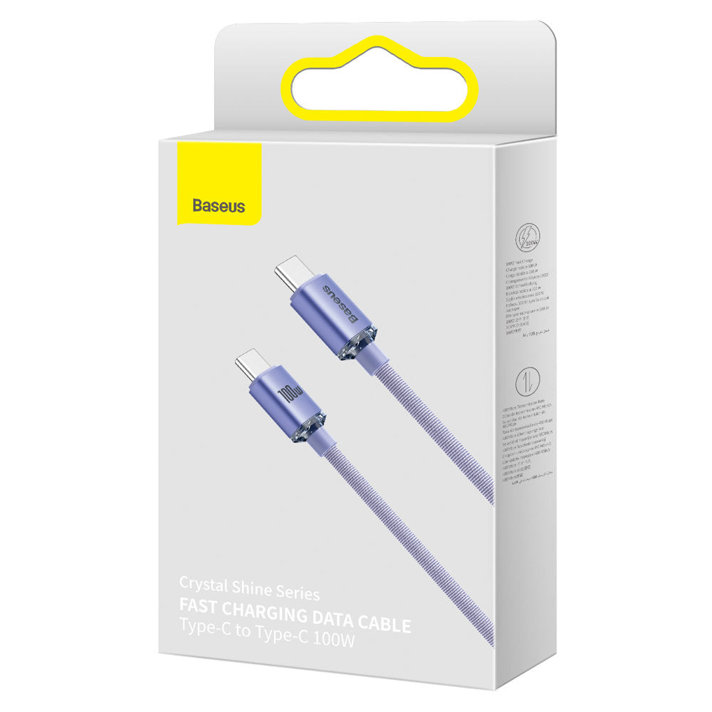 USB-C Data and Charging Cable - USB-C Baseus Crystal Shine Series, 100W, 2m, Purple CAJY000705