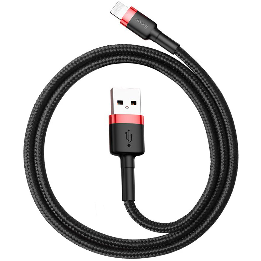 USB-A to Lightning Baseus Cafule Data and Charging Cable, 18W, 0.5m, Red CALKLF-A19