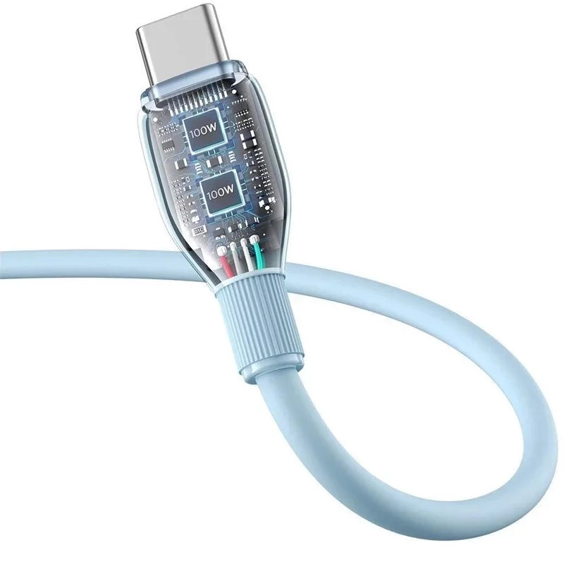 Baseus Pudding USB-A to USB-C Data and Charging Cable, 100W, 1.2m, Blue P10355703311-00
