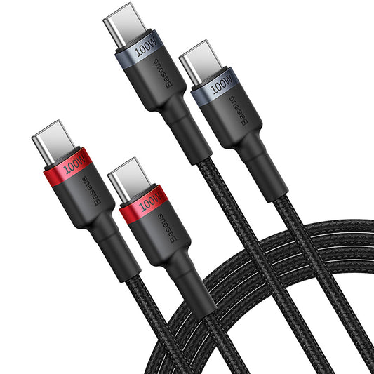 USB-C Data and Charging Cable USB-C - USB-C Baseus Cafule, 100W, 2m, Red, Set 2 pieces