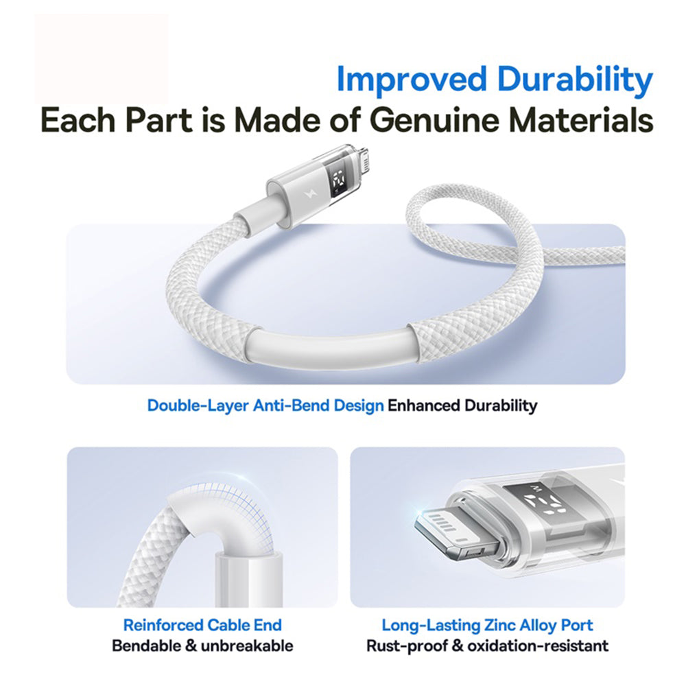 USB-A to Lightning Data and Charging Cable Baseus Display 2, 12W, 2m, White P10382700211-01