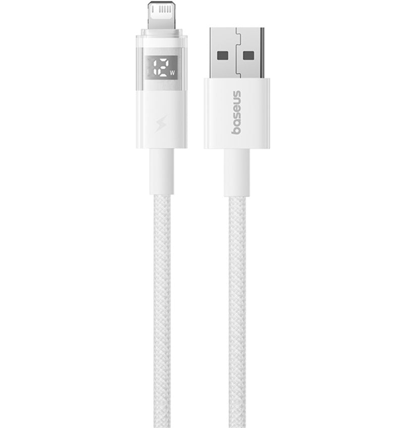 USB-A to Lightning Data and Charging Cable Baseus Display 2, 12W, 2m, White P10382700211-01