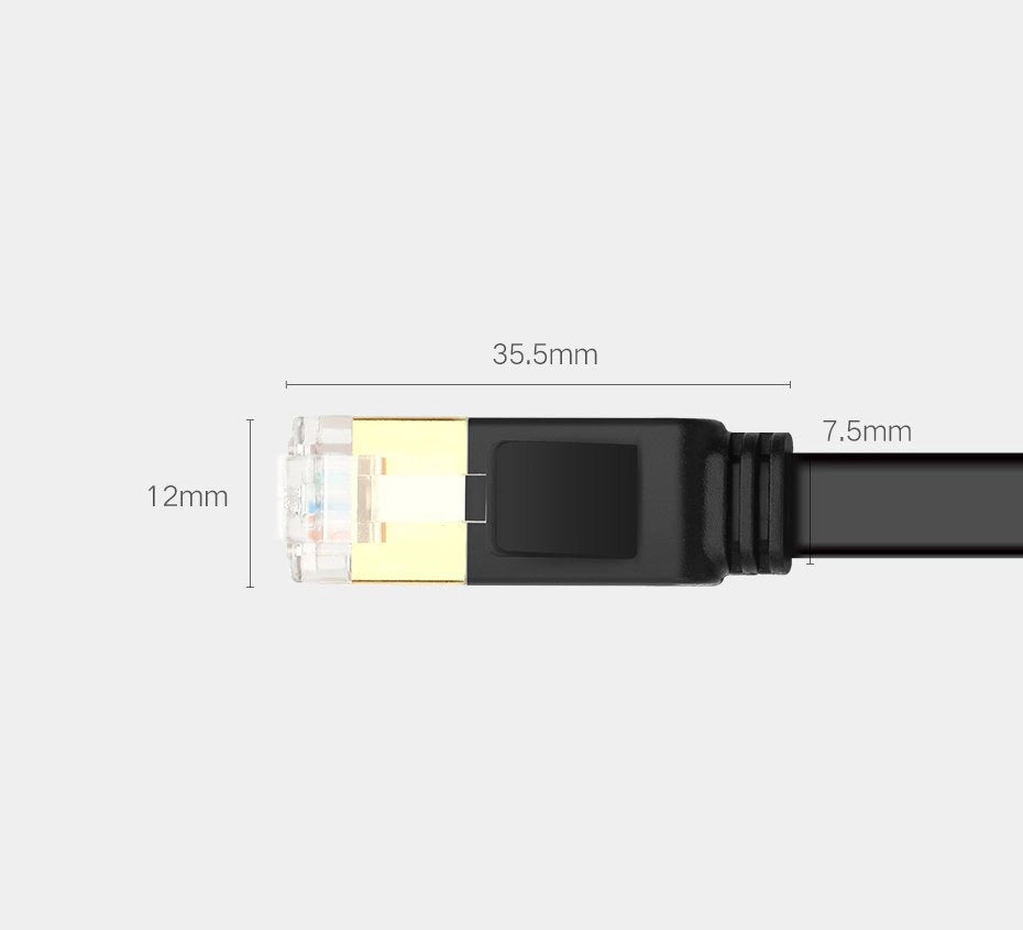 Network Cable UGREEN NW106 Flat, UTP, Cat7, 3m, Black