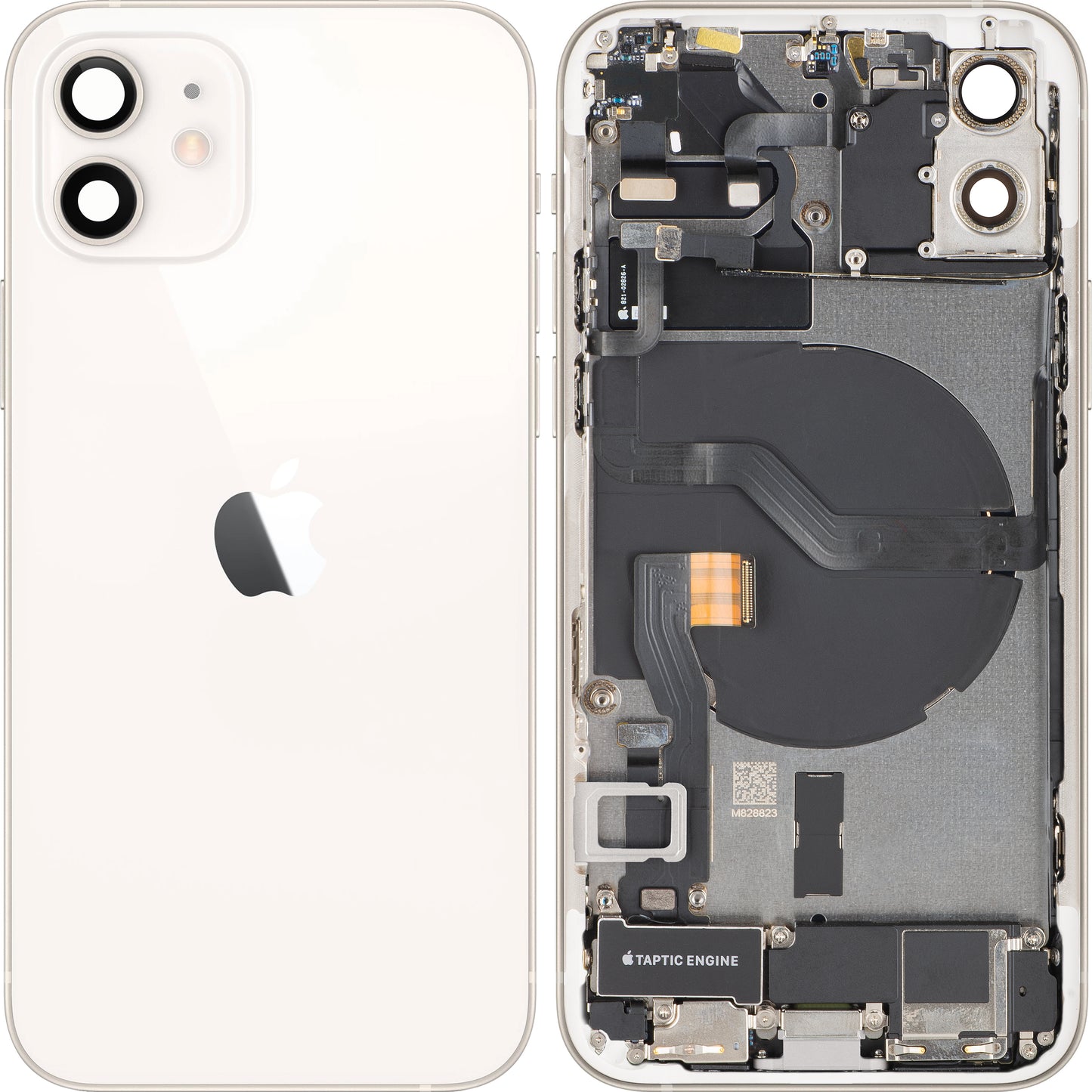Apple iPhone 12 Battery Cover, With Middle Frame, Full Parts, White, Swap