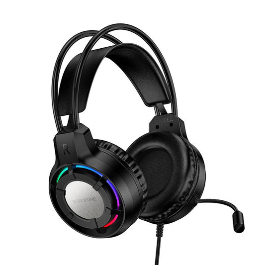 Borofone BO112 Wave 3.5mm Gaming Headphones, RGB, 2m, Black