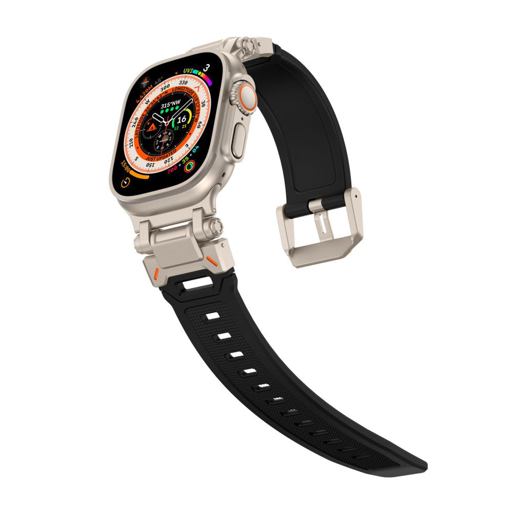 Techsuit W064 Strap for Apple Watch 49mm / 46mm / 45mm / 44mm / 42mm Series, Black Silver