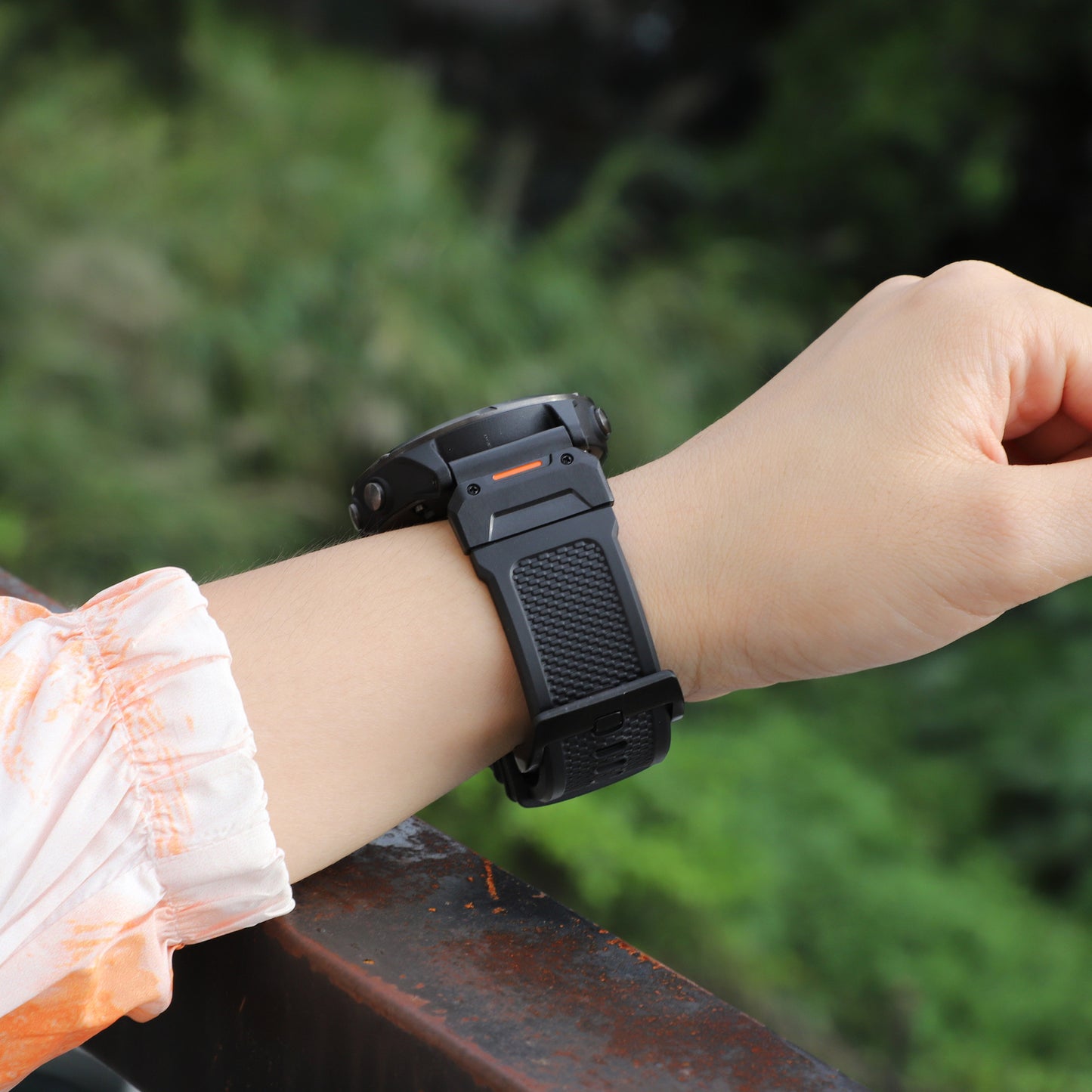 Techsuit W068 Strap for Garmin Watch Fenix / Forerunner / Approach Series, 22mm, Black Orange