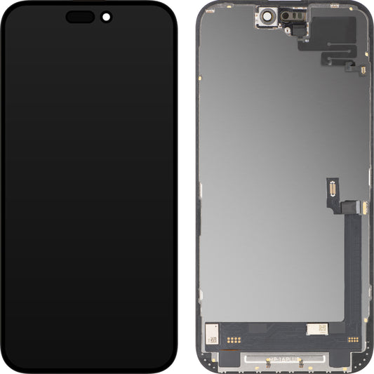 Touchscreen Display with Light Proximity Sensor MP compatible with Apple iPhone 16 Plus, with Frame, OLED FHD Diagnostic Software Version, Black
