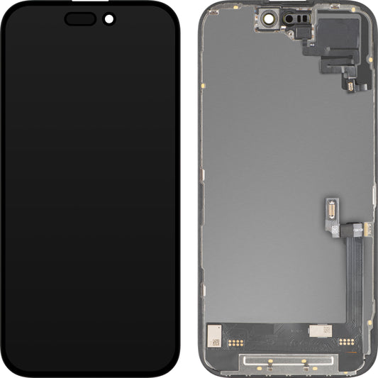 Touchscreen Display with Light Proximity Sensor MP compatible with Apple iPhone 16, with Frame, OLED FHD Diagnostic Software Version, Black