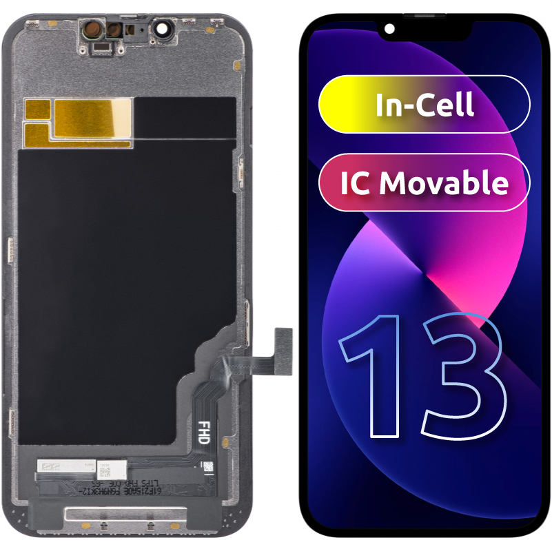 ZY Touchscreen Display for Apple iPhone 13, with Frame, LCD In-Cell IC Movable, Black