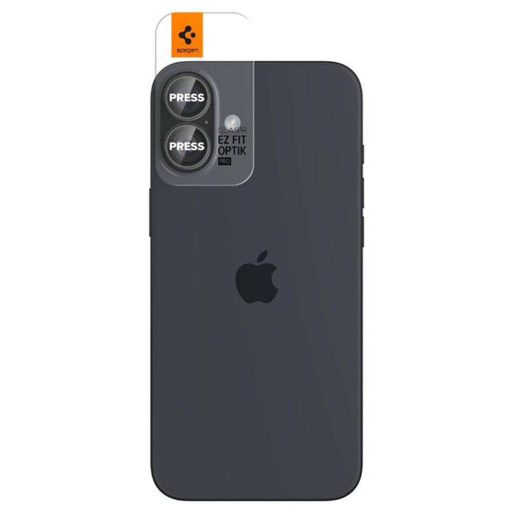 Spigen GlastR EZ FIT Optik Pro Rear Camera Protector for Apple iPhone 17 / 16 Plus / 16, Tempered Glass, Set of 2 Pieces, Transparent