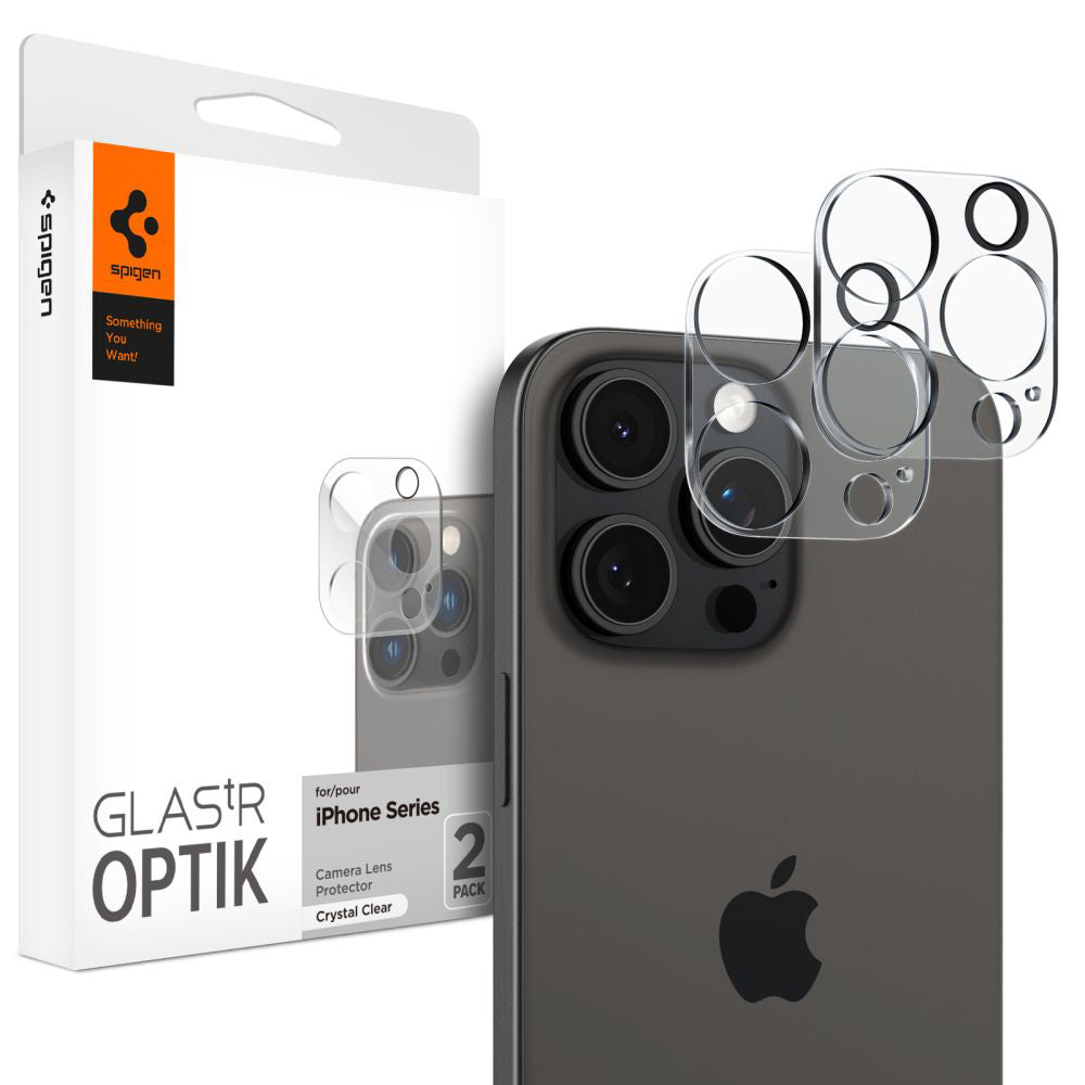 Spigen GlastR Optik Rear Camera Protector for Apple iPhone 16 Pro Max, Tempered Glass, Set of 2 Pieces, Transparent AGL05761