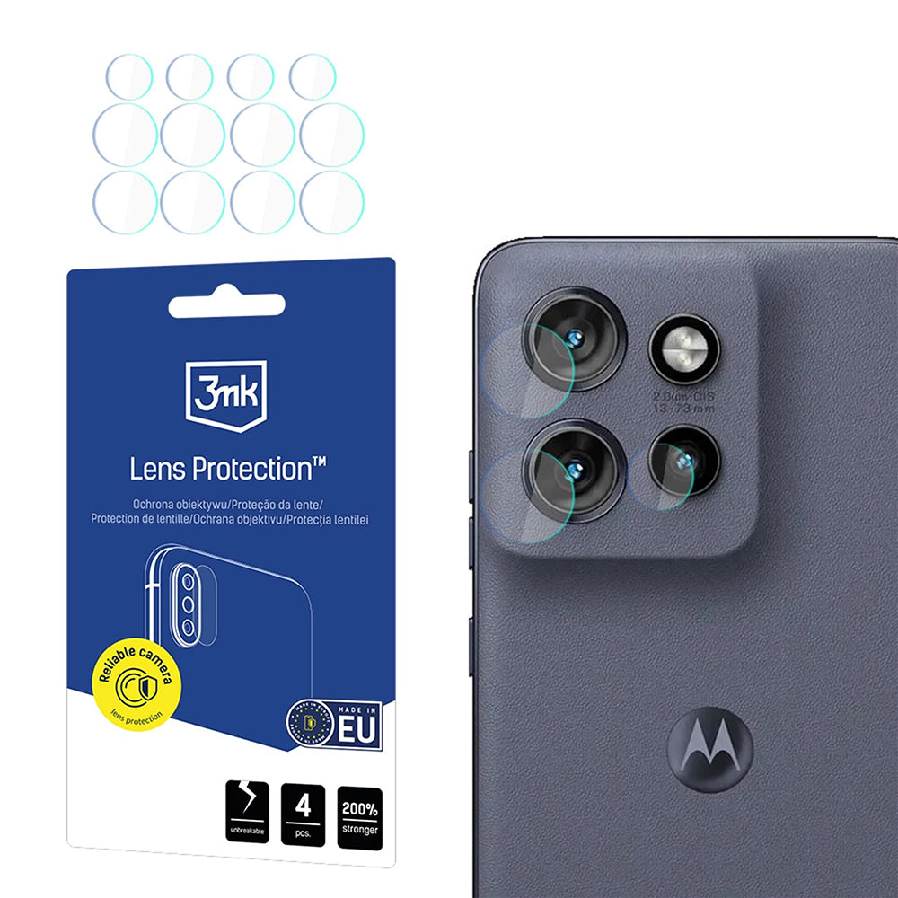 Back Camera Protection Film 3MK Protection for Motorola Edge 60 Neo, Flexible Glass, Set of 4 pieces, Transparent