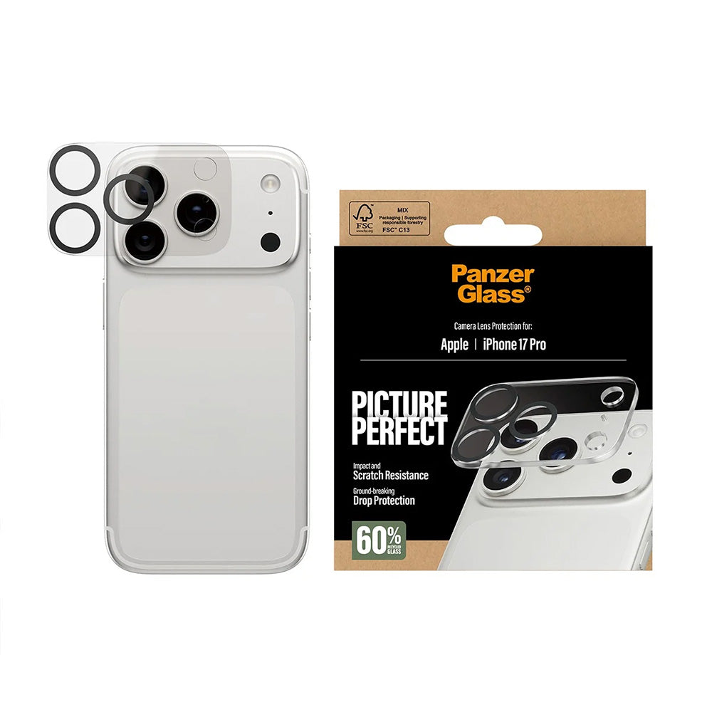 PanzerGlass PicturePerfect Back Camera Protection Film for Apple iPhone 17 Pro, Tempered Glass, Transparent
