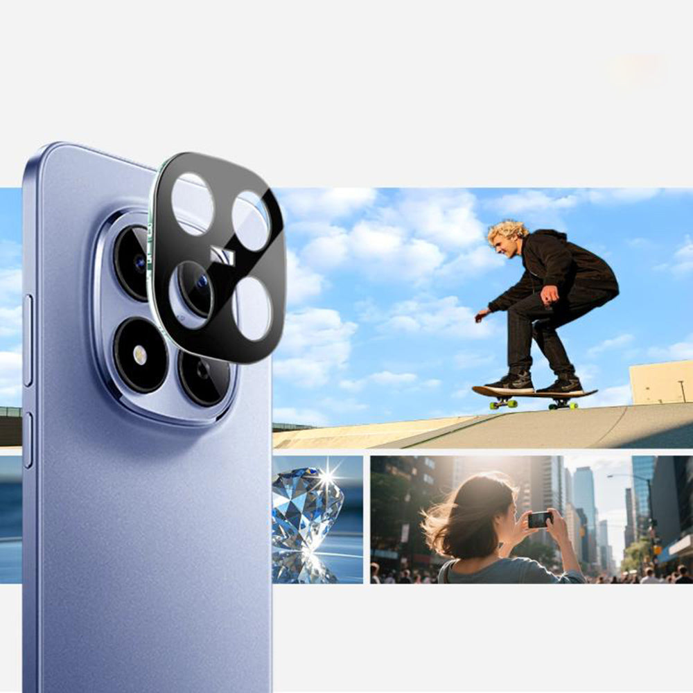 Techsuit Rear Camera Protection Film for Xiaomi Poco M8 Pro / Redmi Note 15 Pro+ 5G, Tempered Glass, Black