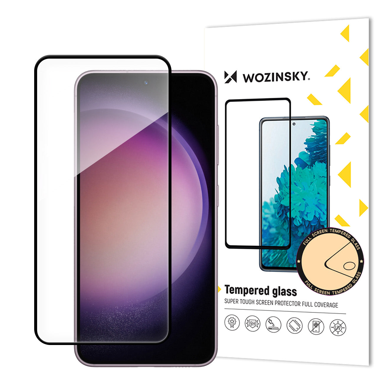 WZK Screen Protector for Samsung Galaxy S24 S921, Shielded Glass, Full Glue, Black