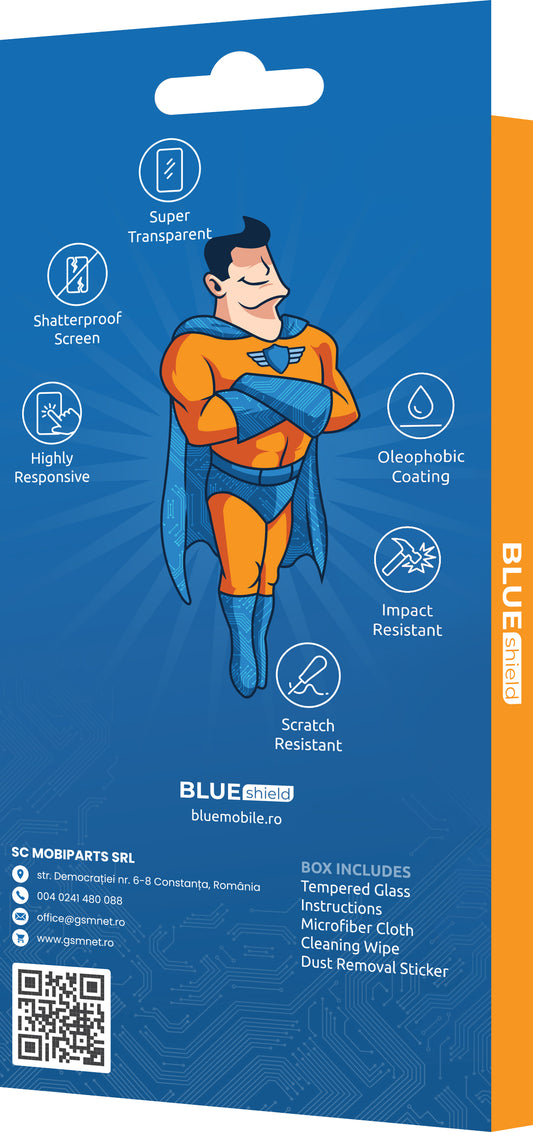 BLUE Shield Screen Protector for Apple iPhone 15 Pro, Shielded Glass, Full Glue, Case Friendly, Black