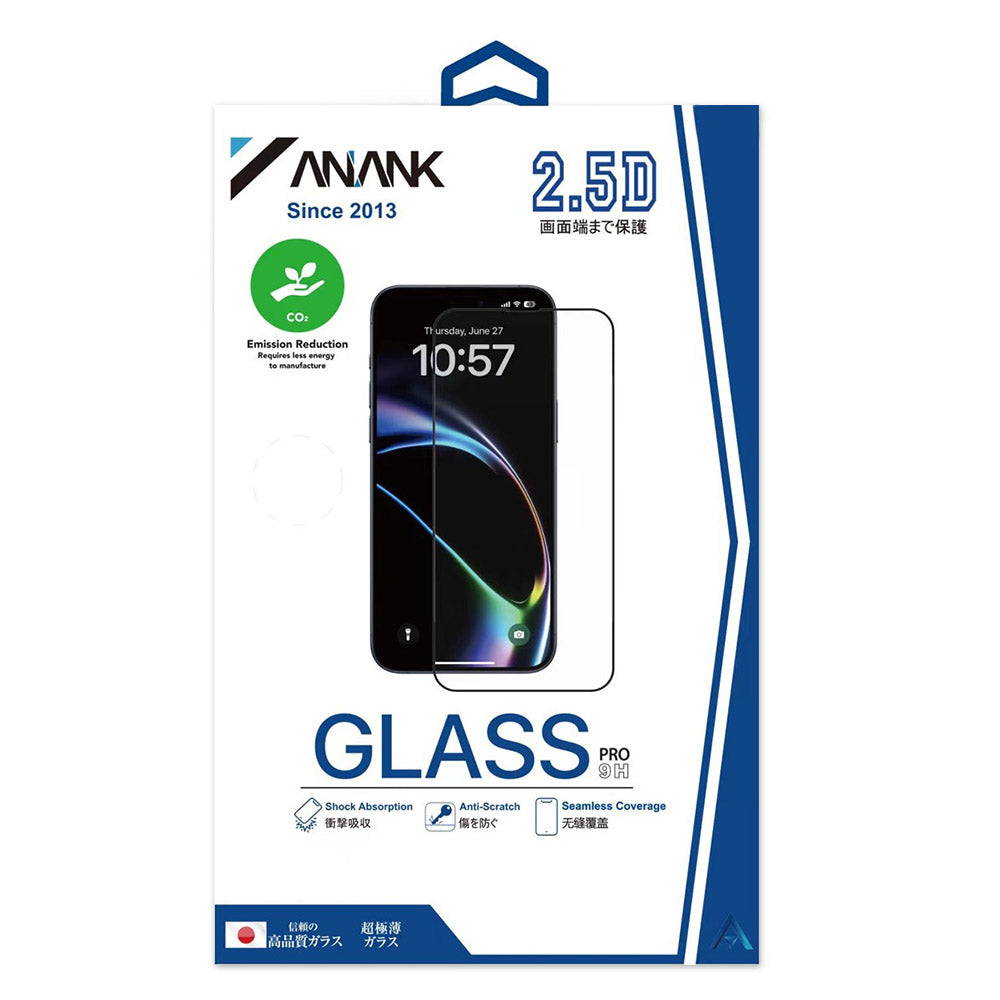 Anank 1X Reinforced Screen Protector for Apple iPhone 16 Pro Max, Tempered Glass, Full Glue, 2.5D, Set of 10 pieces, Black