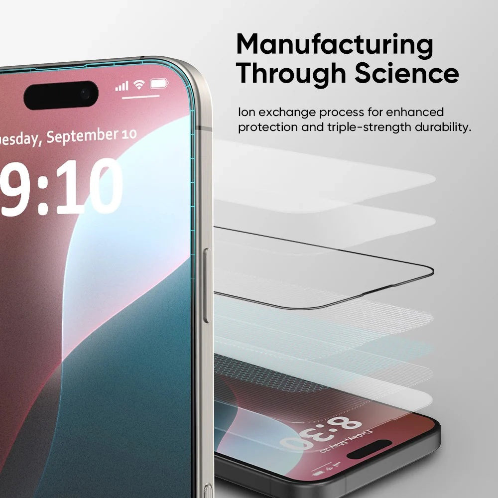 Anank 5X Reinforced Invisible Screen Protector for Apple iPhone 17, Tempered Glass, Full Glue, 3D, Black