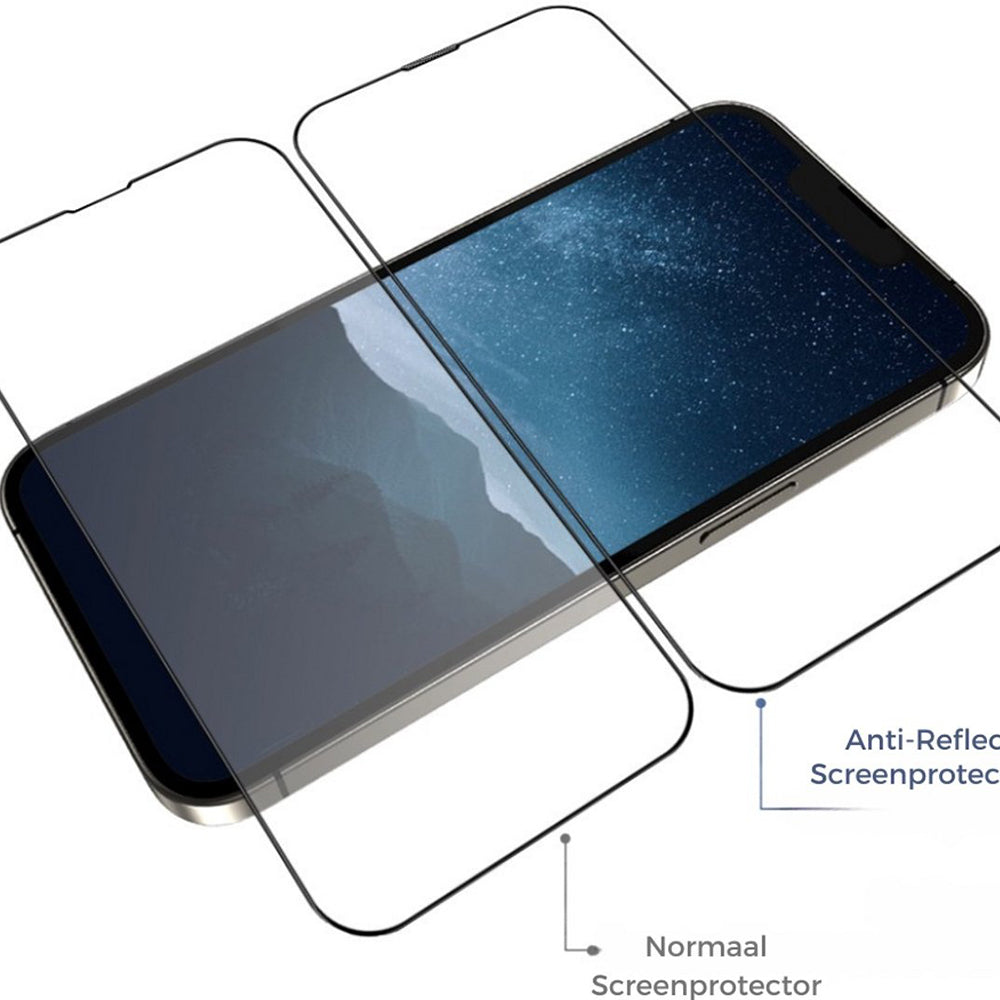 Blueo Anti-Reflective HD Screen Protector with Pro Applicator for Apple iPhone 16 Pro, Tempered Glass, Full Glue, Black
