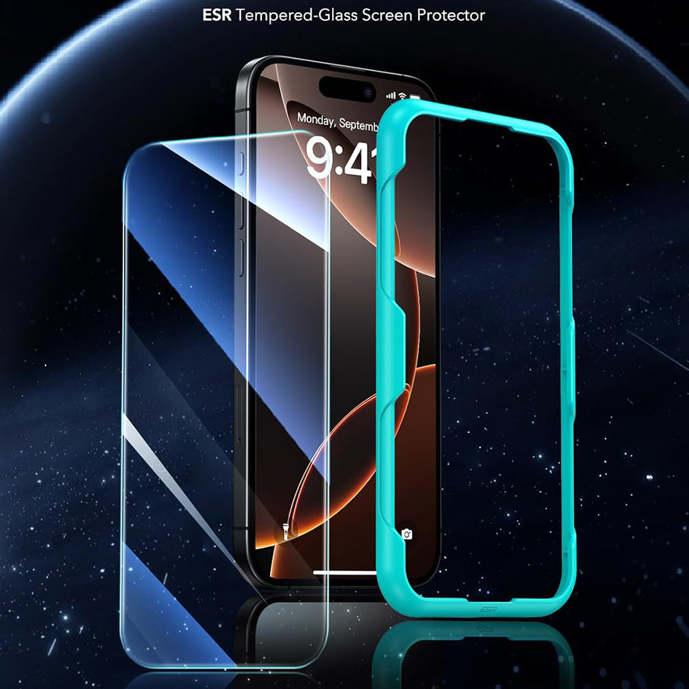 ESR Screen Protector for Apple iPhone 17 / 16 Pro, Tempered Glass, Full Glue, Set of 3, Black