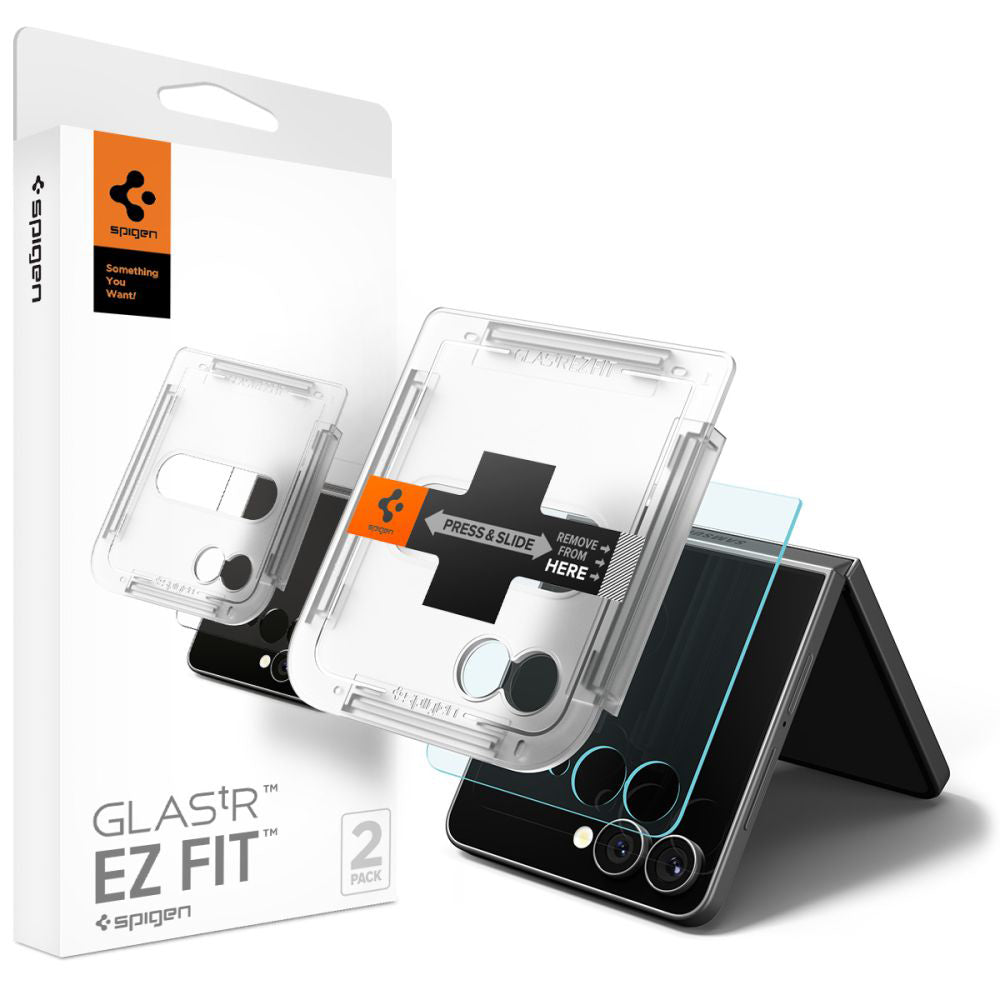 Spigen GlastR EZ FIT Exterior Screen Protector for Samsung Galaxy Z Flip8 F776, Tempered Glass, Full Glue, Set of 2 pieces