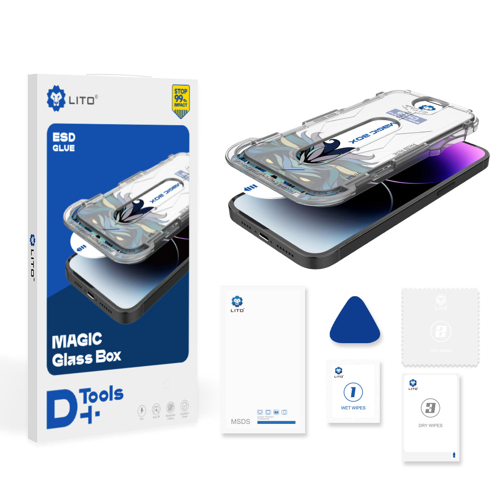 Lito Magic Glass Box D+ Tools Screen Protector for Apple iPhone 17 Pro, Tempered Glass, Full Glue
