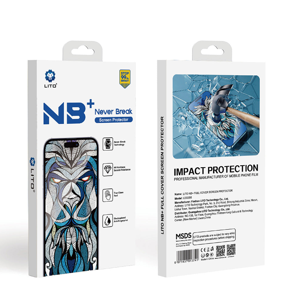 Lito NB Screen Protector for Apple iPhone 17 / 16 Pro, Tempered Glass, Full Glue, Black