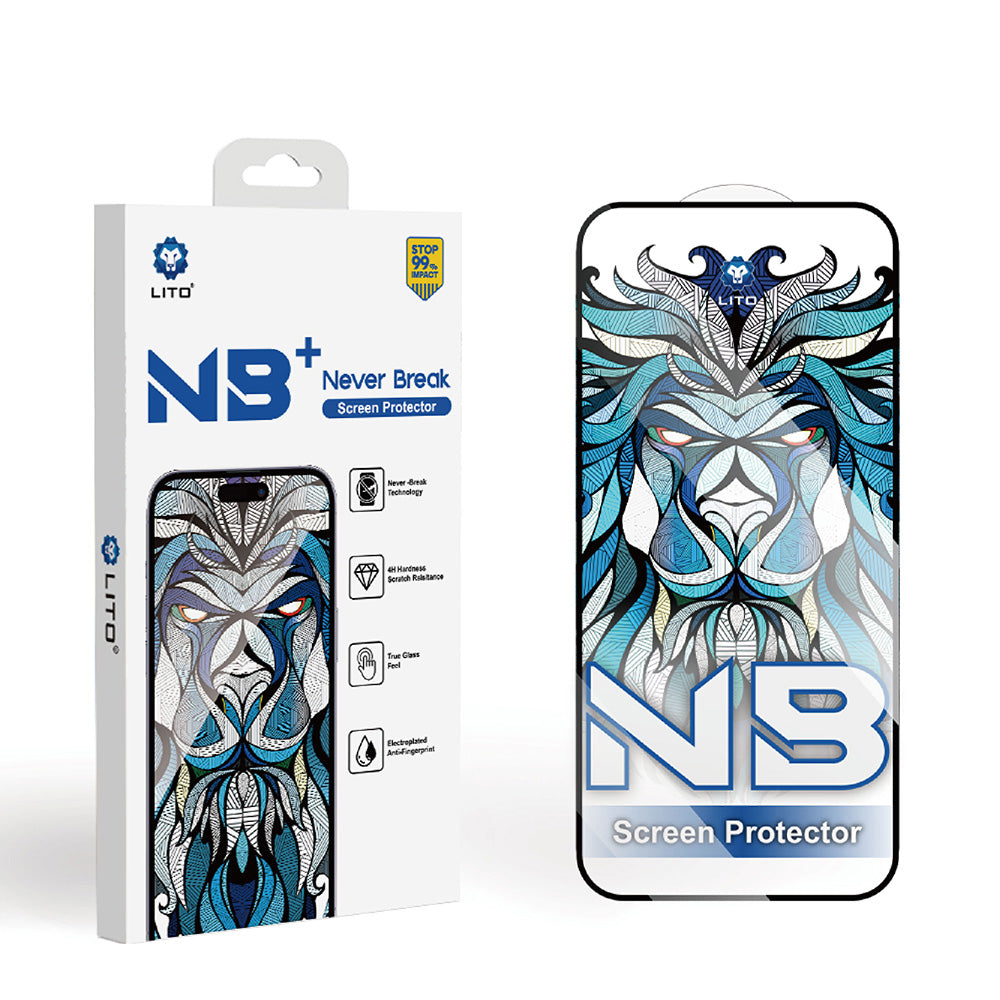 Lito NB Screen Protector for Apple iPhone 17 / 16 Pro, Tempered Glass, Full Glue, Black