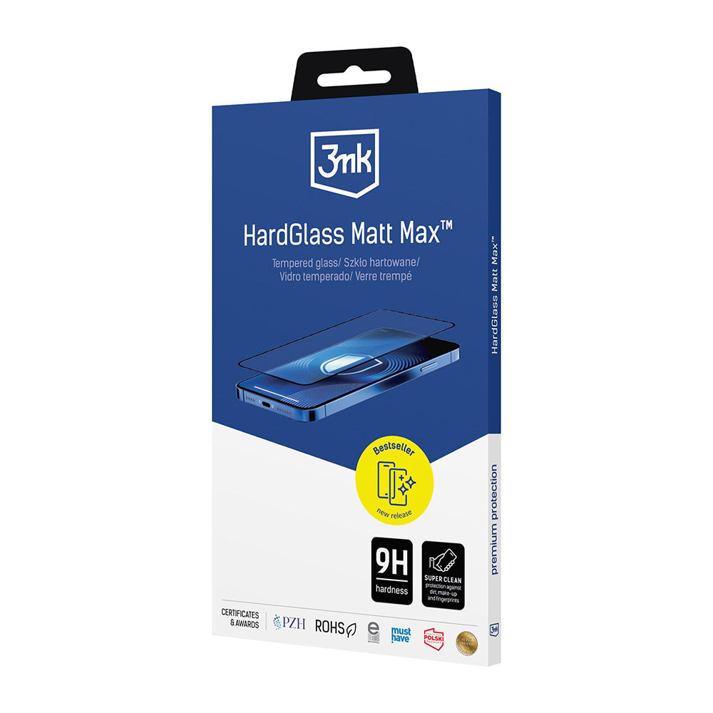 Matte Screen Protector 3MK HardGlass Max for Apple iPhone 17 Air, Tempered Glass, Full Glue, Black