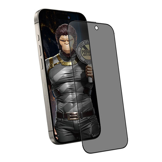 Matte Privacy Blueo Anti-Peep Screen Protector Film for Apple iPhone 16 Plus / 15 Plus, Tempered Glass, Full Glue