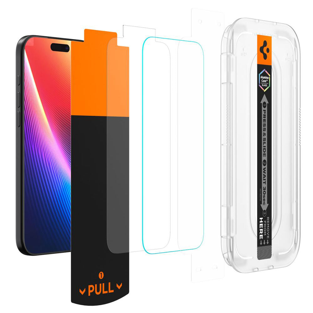 Spigen GlastR EZ FIT Pro Privacy Screen Protector for Apple iPhone 17 Pro / 17 / 16 Pro, Tempered Glass, Full Glue AGL10098