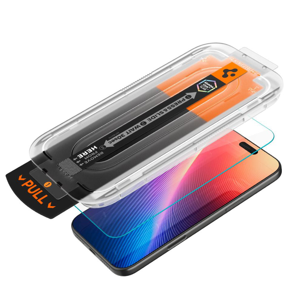 Spigen GlastR EZ FIT Pro Screen Protector for Apple iPhone 17 Pro / 17 / 16 Pro, Tempered Glass, Full Glue