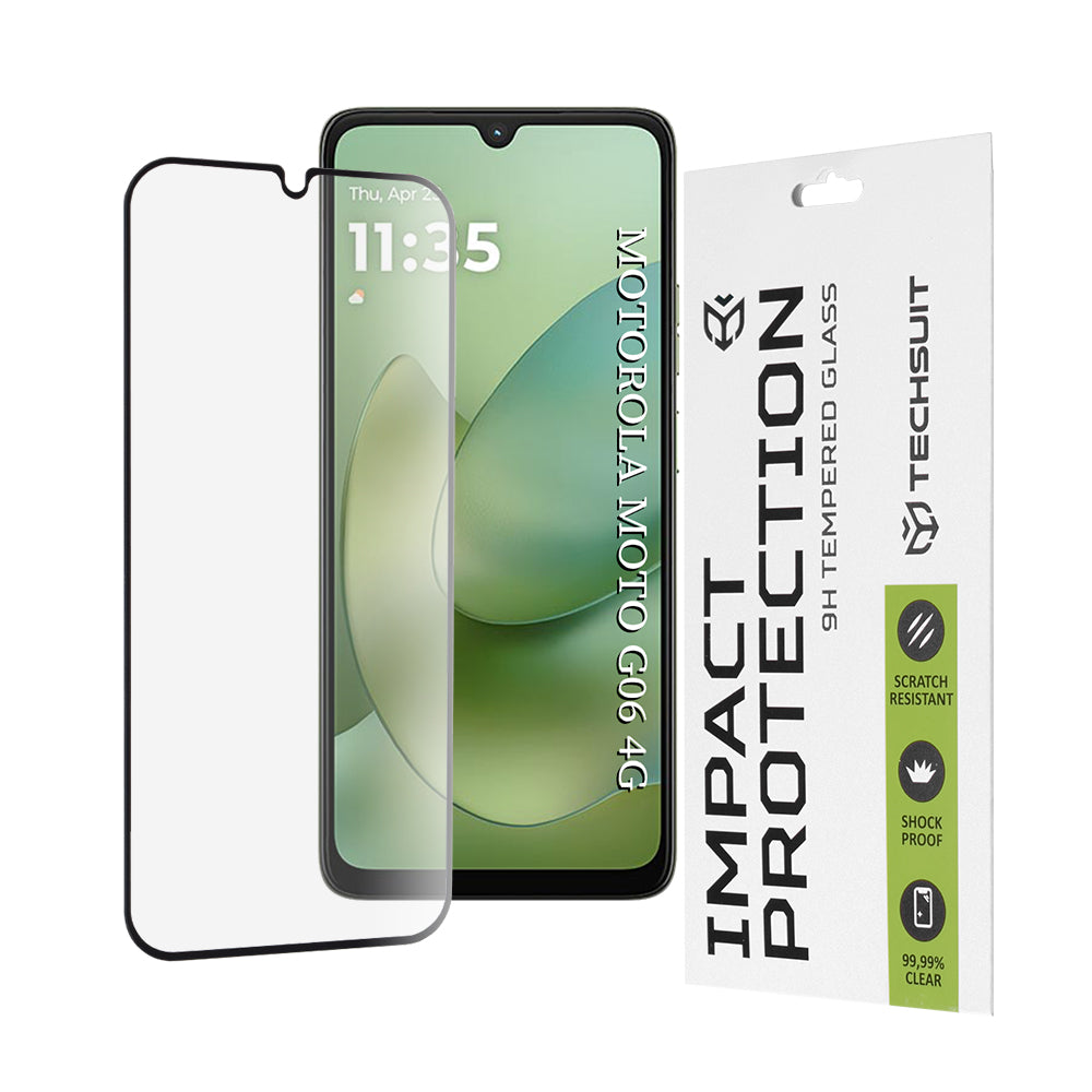 Techsuit Screen Protector for Motorola Moto G06 Power / G06, Tempered Glass, Full Glue, 111D, Black