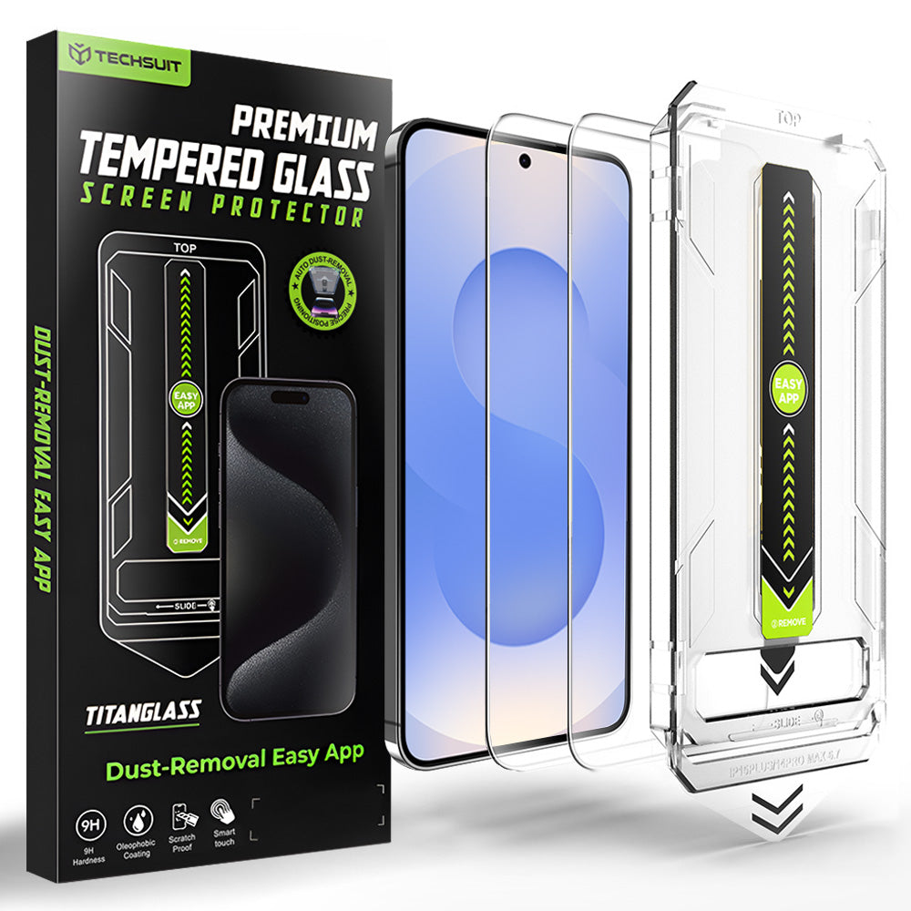Techsuit TitanGlass CrystalHD Screen Protector for Samsung Galaxy S26 S942, Tempered Glass, Full Glue, Set of 2 Pieces