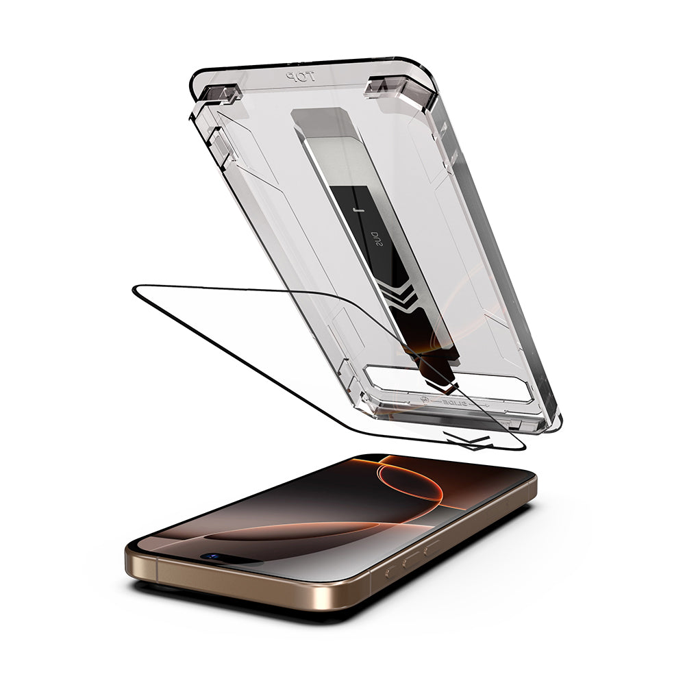 Techsuit TitanGlass Screen Protector for Apple iPhone 17 / 16 Pro, Tempered Glass, Full Glue, Set of 2 Pieces, Black