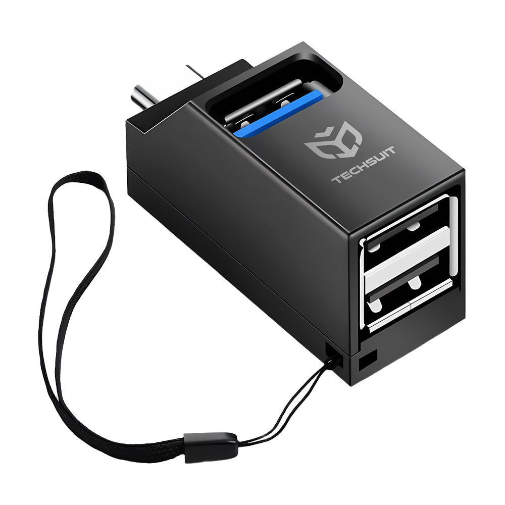 Techsuit H10 EchoLink USB-C Hub, 3in1, Black