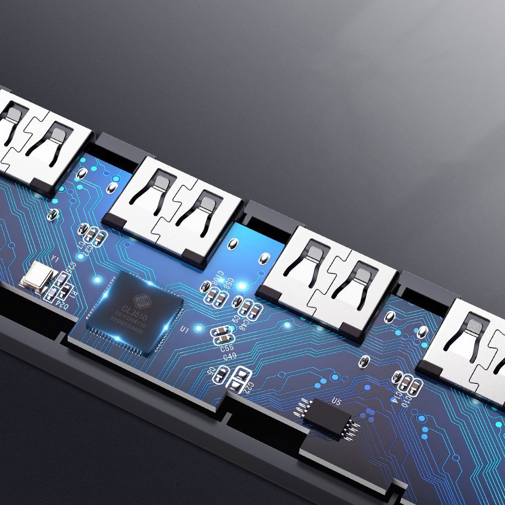UGREEN CM219 USB Hub, 4 x USB-A 3.0 - 1 x USB-C, Gray