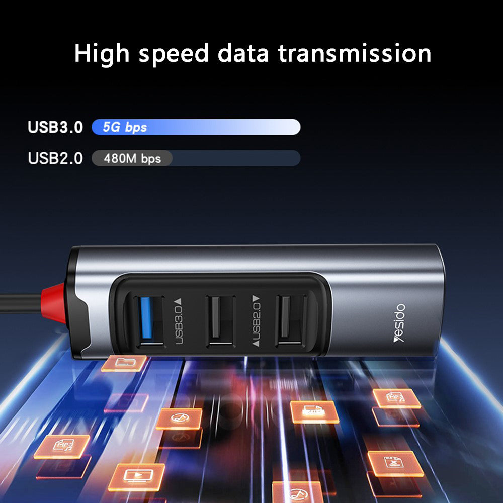 USB / USB-C Yesido HB19, 4in1, Gray