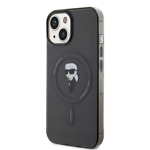 MagSafe Case for Apple iPhone 15, Karl Lagerfeld, IML Ikonik Karl, Black