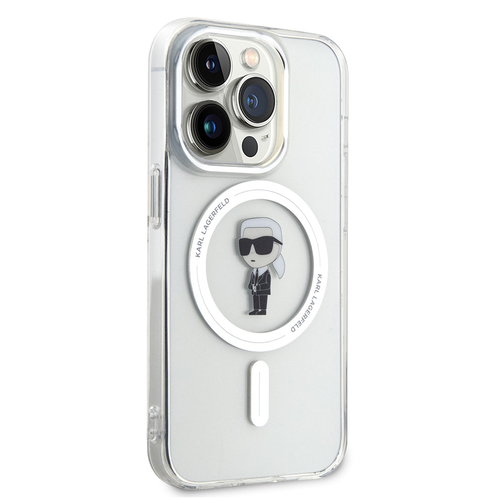 MagSafe Case for Apple iPhone 15 Pro, Karl Lagerfeld, IML Ikonik Karl, Transparent