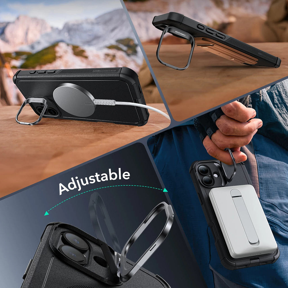 MagSafe Case for Apple iPhone 16, ESR, Cyber Armor Kickstand, Black