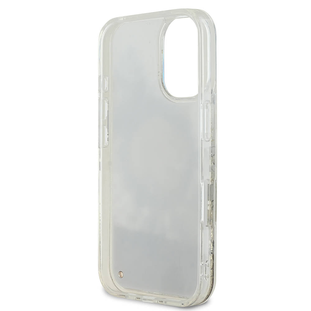 MagSafe Case for Apple iPhone 16, Guess, Liquid Glitter Flower, Pink