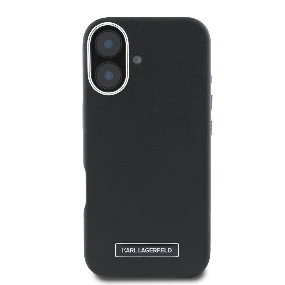 MagSafe Case for Apple iPhone 16, Karl Lagerfeld, FW Metal Plate, Black