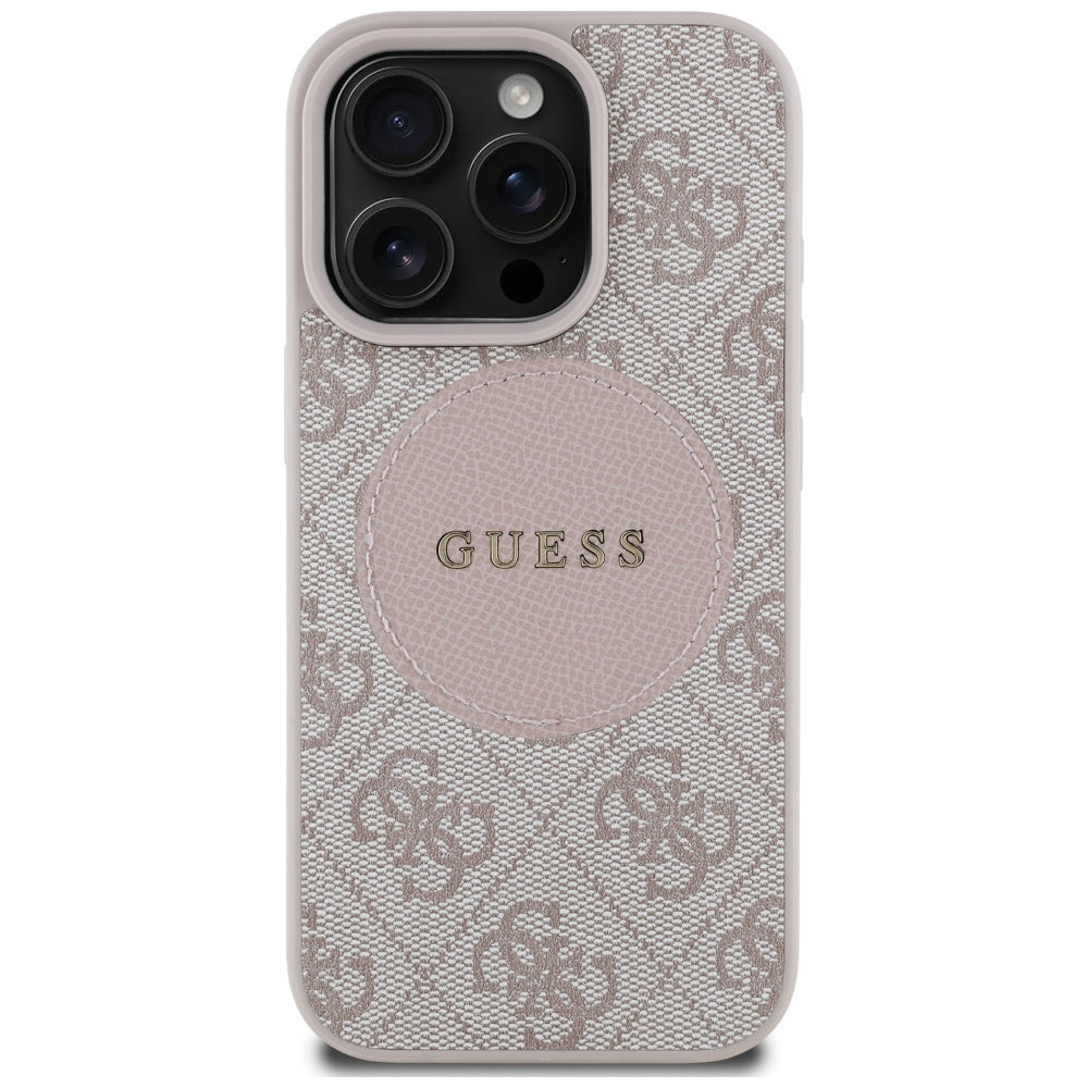 MagSafe Case for Apple iPhone 16 Pro, Guess, 4G Circle Classic Logo, Pink
